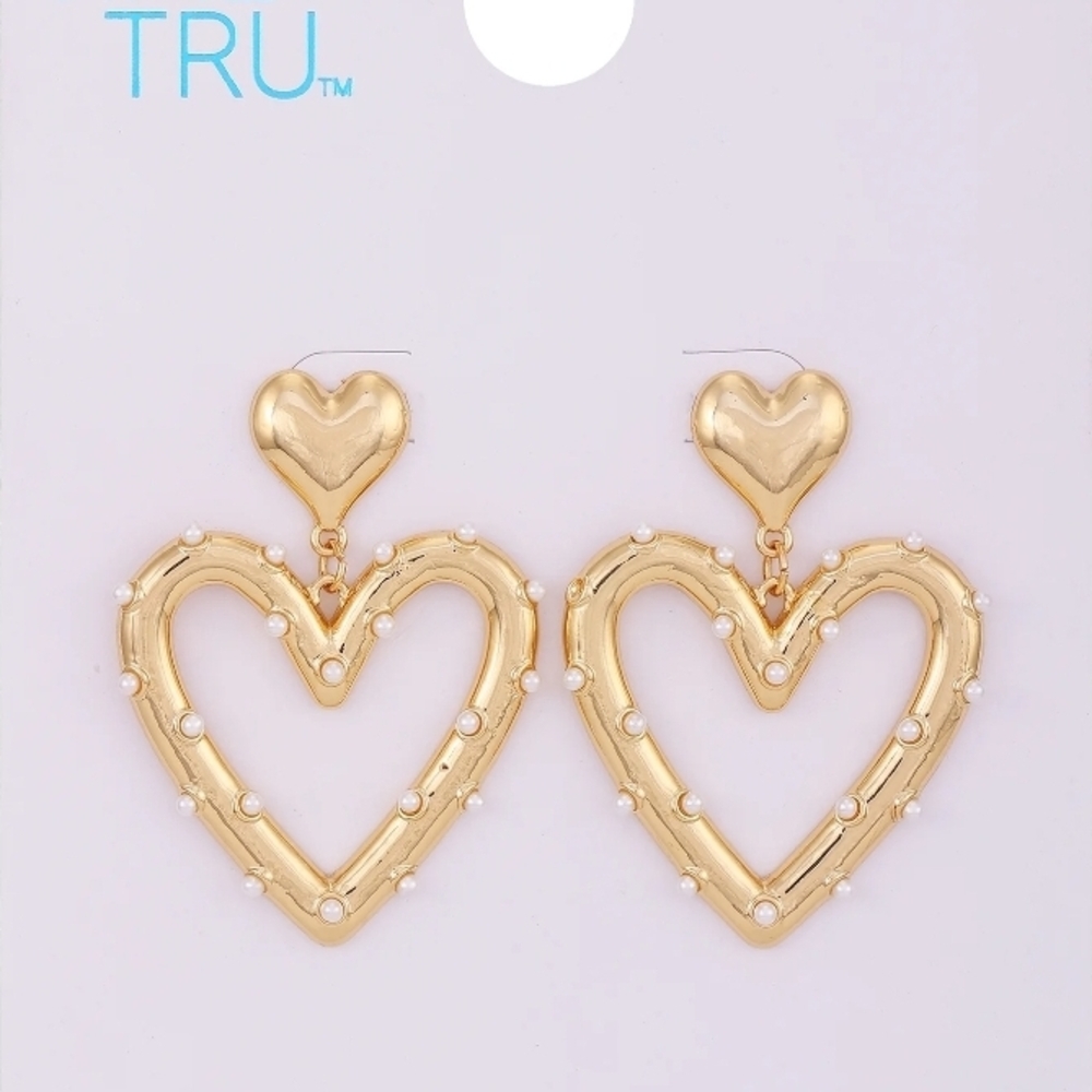 Time and Tru Gold Heart Drop Earrings
